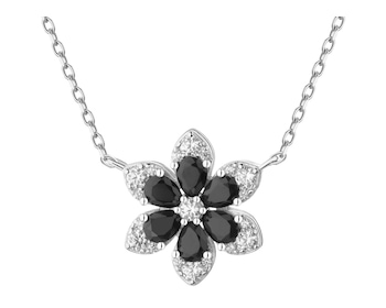 Stříbrný náhrdelník se zirkony - květ