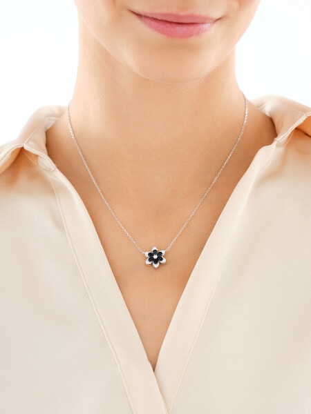 Naszyjnik srebrny z cyrkoniami - kwiat