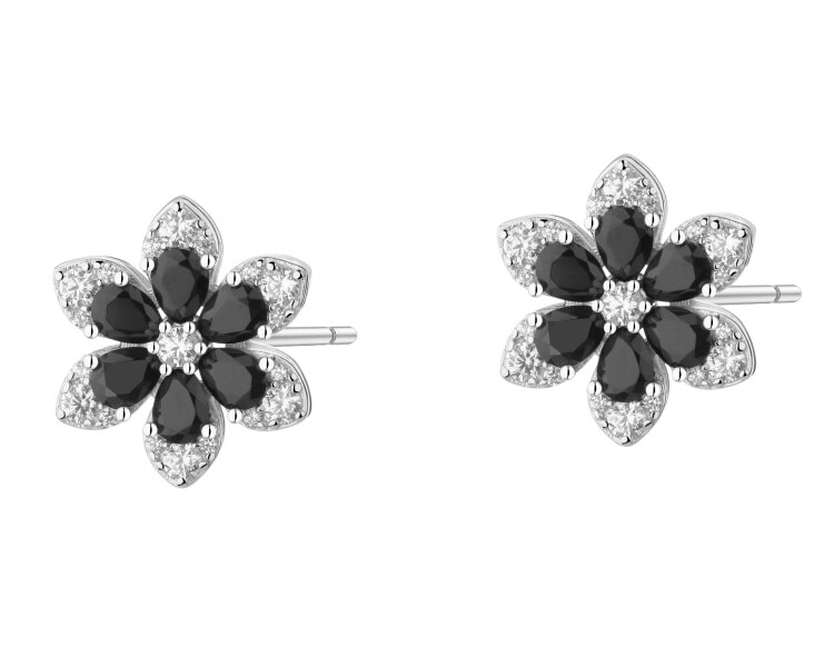 Rhodium Plated Silver Earrings with Cubic Zirconia