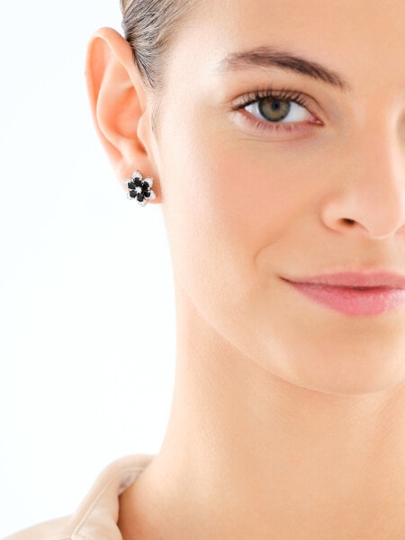 Kolczyki srebrne z cyrkoniami - kwiaty