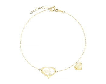 Złota bransoletka - serca, łapka, love