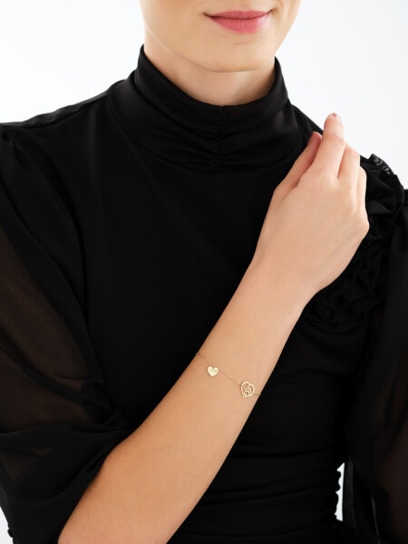 Złota bransoletka - serca, łapka, love