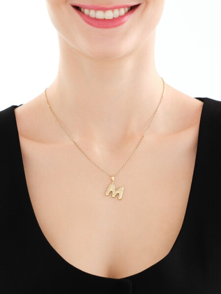 Złota zawieszka - litera M