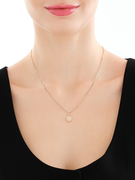 Złota zawieszka z emalią - medalik Matka Boska