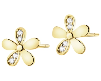 14 K Yellow Gold Earrings with Cubic Zirconia
