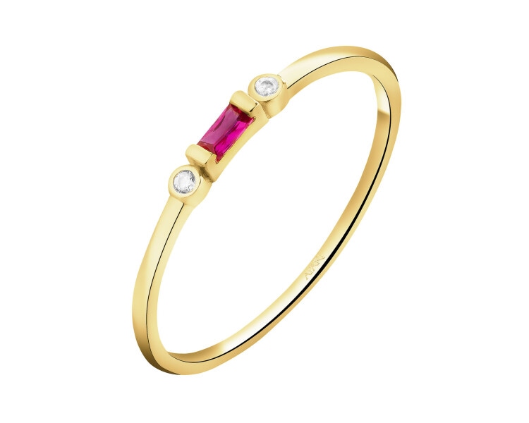14 K Yellow Gold Band Ring with Cubic Zirconia