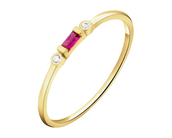 14 K Yellow Gold Band Ring with Cubic Zirconia