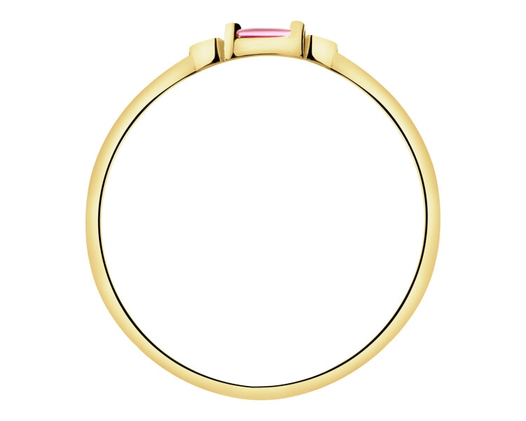 14 K Yellow Gold Band Ring with Cubic Zirconia