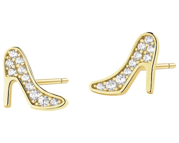 Złote kolczyki z cyrkoniami - szpilki