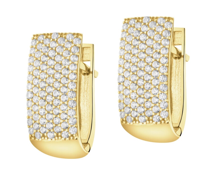 8 K Yellow Gold Earrings with Cubic Zirconia