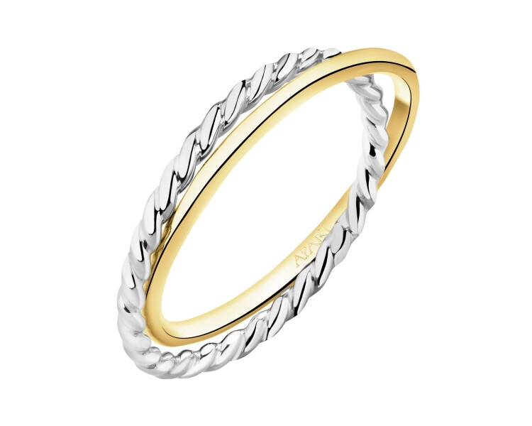 9 K Rhodium-Plated Yellow Gold Band Ring 