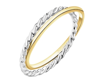 9 K Rhodium-Plated Yellow Gold Band Ring 