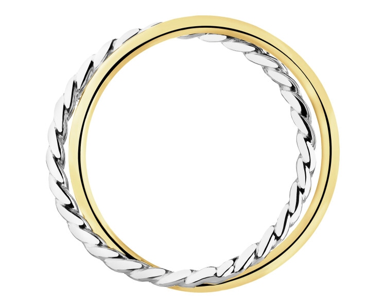 9 K Rhodium-Plated Yellow Gold Band Ring 