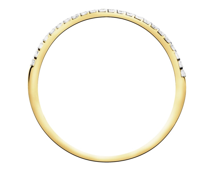 14 K Rhodium-Plated Yellow Gold Band Ring with Cubic Zirconia