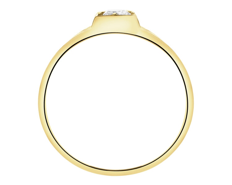 14 K Yellow Gold Band Ring with Cubic Zirconia