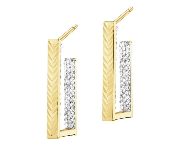 Złote kolczyki, szkło szlifowane