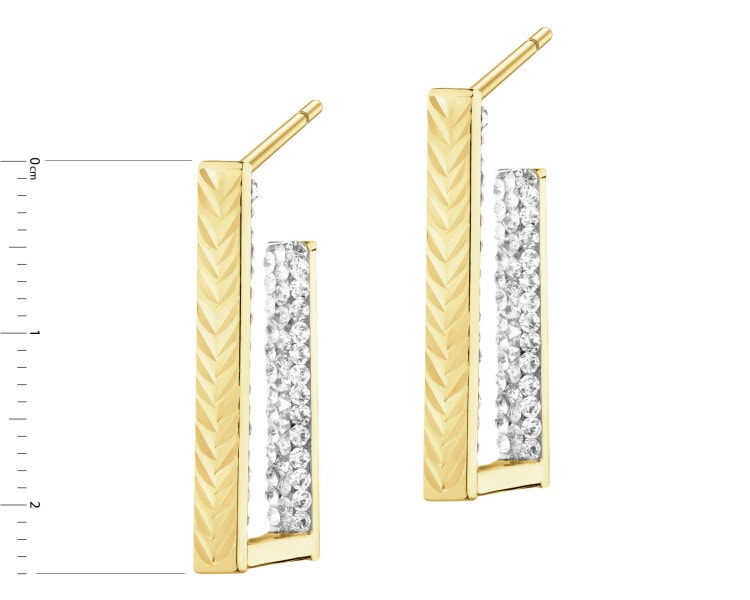 Złote kolczyki, szkło szlifowane