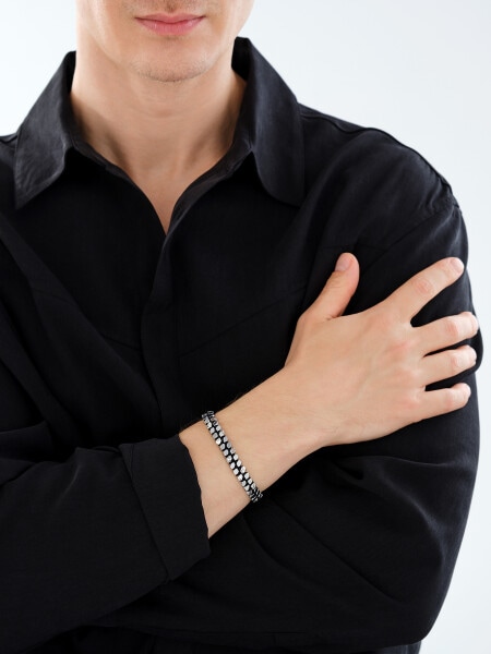 Bransoletka ze stali szlachetnej z hematytami