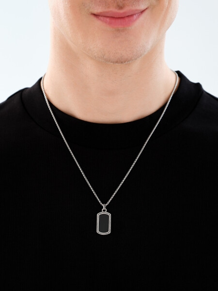 Naszyjnik ze stali szlachetnej z kamieniem jubilerskim