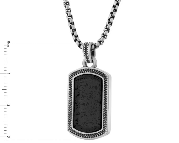 Stainless Steel Necklace with Volcanic Rock