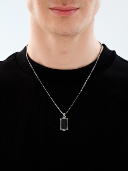 Naszyjnik ze stali szlachetnej z lawą