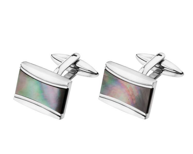 Stainless Steel Cufflink with Mother Of Pearl