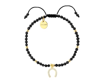 Bransoletka z mosiądzu pozłacana ze spinelami i cyrkoniami - podkowa