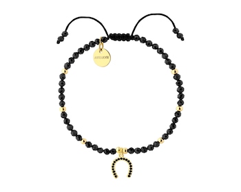 Bransoletka z mosiądzu pozłacana ze spinelami i cyrkoniami - podkowa