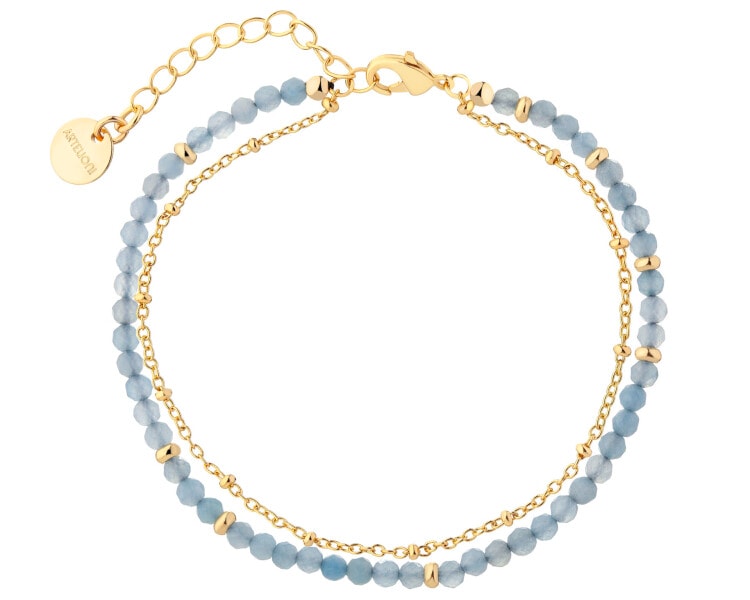 Bransoletka z mosiądzu pozłacana z agatami