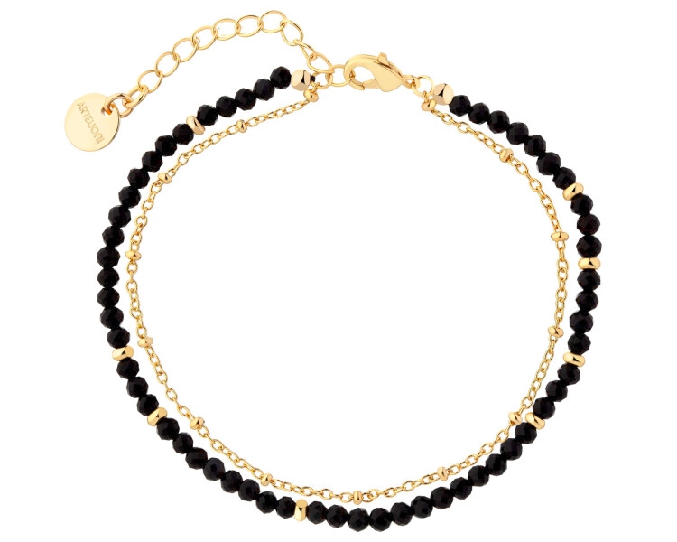 Bransoletka z mosiądzu pozłacana z agatami