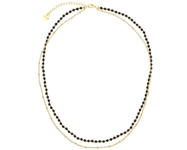 Naszyjnik z mosiądzu pozłacany z agatami