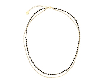 Naszyjnik z mosiądzu pozłacany z agatami