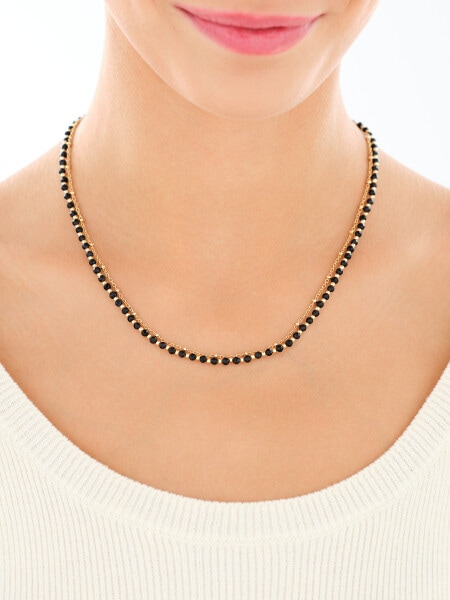 Gold-Plated Brass Necklace with Agate