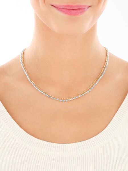 Gold-Plated Brass Necklace with Agate