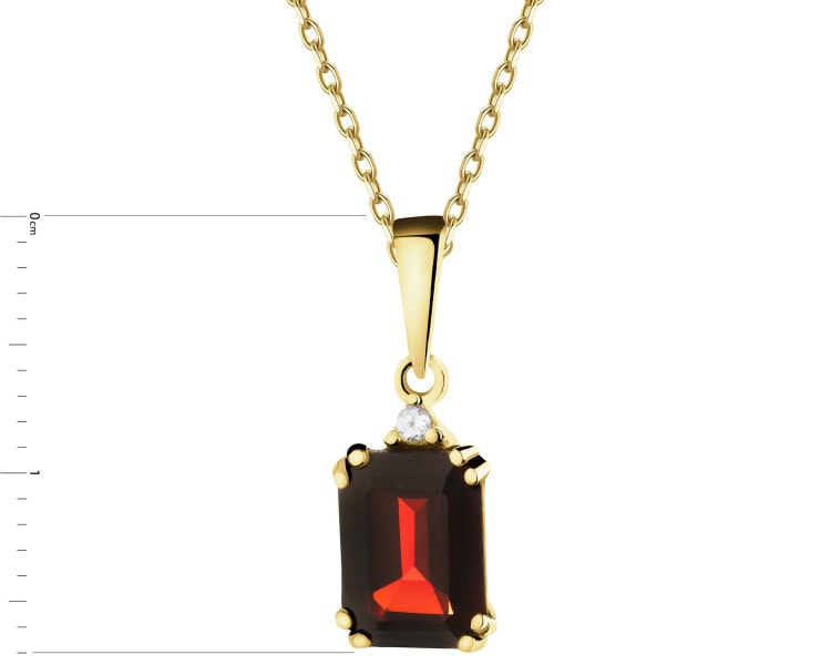 Złota zawieszka z granatem i cyrkonią