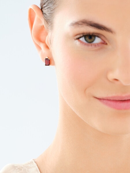 Złote kolczyki z granatami i cyrkoniami