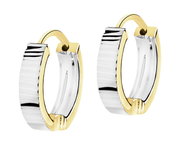 14 K Rhodium-Plated Yellow Gold Hoop Earring 