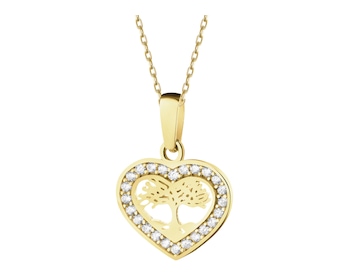 Zlatý přívěsek se zirkony - srdce, strom