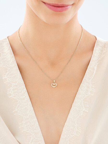 Złota zawieszka z cyrkoniami - serce, drzewko