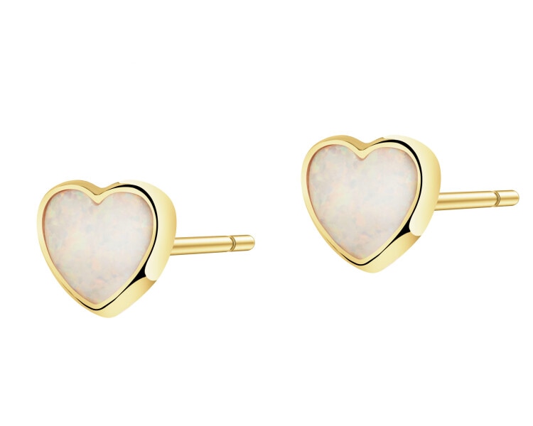 14 K Yellow Gold Earrings with Opalite