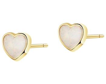 14 K Yellow Gold Earrings with Opalite