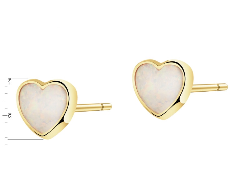 Złote kolczyki z opalitami - serca