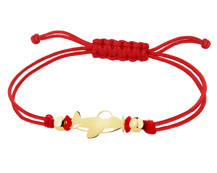 Bransoletka z elementami z żółtego złota - samolot