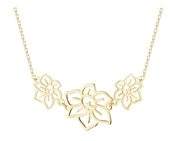 Pozlacený stříbrný náhrdelník - květy