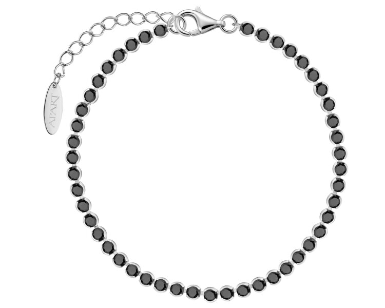 Rhodium Plated Silver Tennis Bracelet with Cubic Zirconia