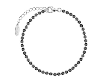 Rhodium Plated Silver Tennis Bracelet with Cubic Zirconia