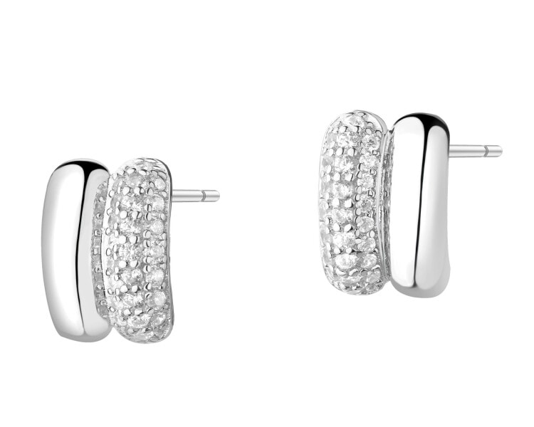 Rhodium Plated Silver Earrings with Cubic Zirconia