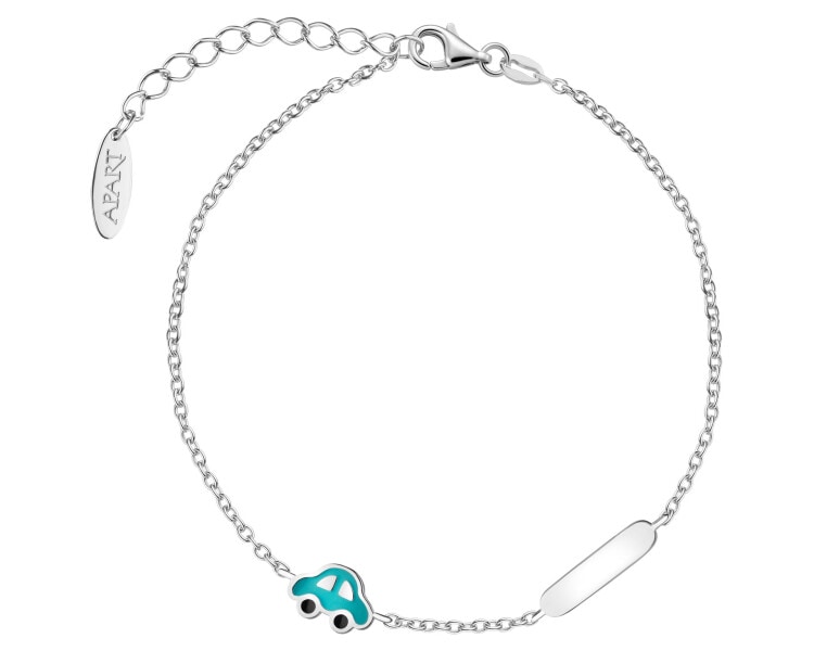 Bransoletka srebrna z emalią  - samochód