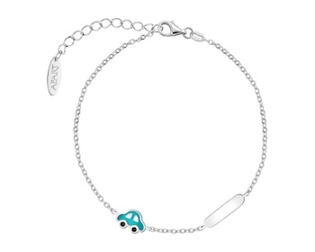 Stříbrný náramek se smaltem - auto