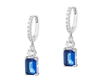 Rhodium Plated Silver Dangling Earring with Cubic Zirconia